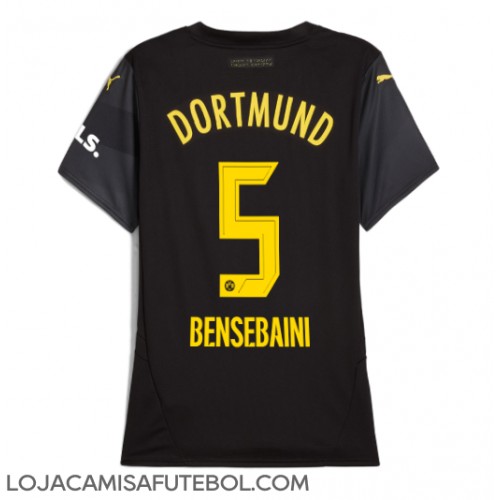 Camisa de Futebol Borussia Dortmund Ramy Bensebaini #5 Equipamento Secundário Mulheres 2024-25 Manga Curta